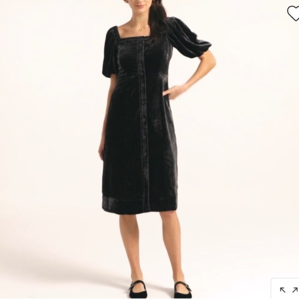 J Crew Viscose Velvet Puff Sleeve Dress